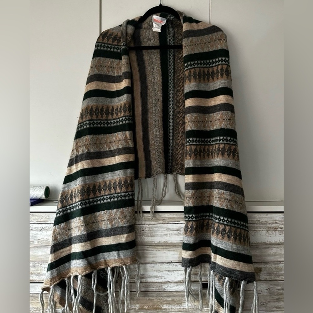 🧣 Moon Boho Fringe Open Cardigan Wrap Sweater Small